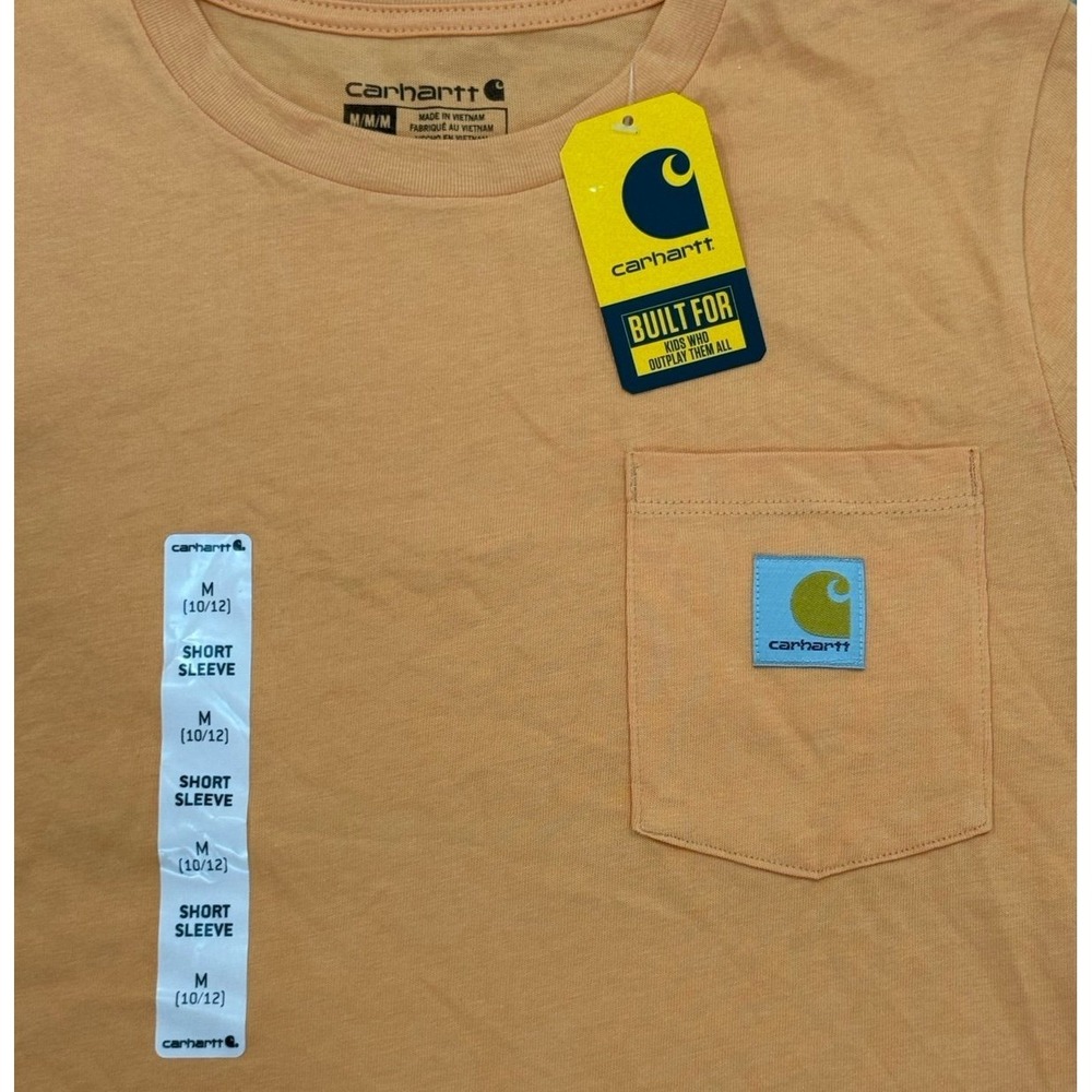 Carhartt Boys Pocket T-Shirt Tangerine Short Sleeve - Picture 3 of 7